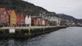 Bryggen and Byfjorden, with FlÃÂ¸ien and Ulriken in the background. Bergen, Norway.