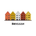 Bryggen in Bergen, norway. It is a series of Hanseatic heritage commercial buildings. Norway country design template. Great