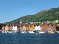 Bryggen, Historic Harbor with Colorful Old Wooden Warehouses, UNESCO World Heritage Site of Bergen, Norway