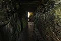Bryn Celli Ddu neolithic burial chamber overlying a henge monument Isle of Anglesey North Wales. Interior shot