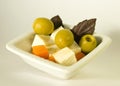 Brynza and green olives Royalty Free Stock Photo