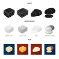 Brynza, smoked, colby jack, pepper jack.Different types of cheese set collection icons in black, flat, monochrome style