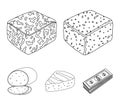 Brynza, smoked, colby jack, pepper jack.Different types of cheese set collection icons in outline style vector symbol