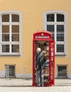 BrÃÂ¼hl, GERMANY - SEPTEMBER 10, 2017: Unknow man near a library in the town of BrÃÂ¼hl, Rhineland Germany. Royalty Free Stock Photo