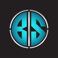 BS Logo initial with circle line cut design template on blue colors