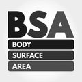 BSA - Body Surface Area acronym concept