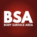 BSA - Body Surface Area acronym, medical concept background