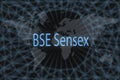 BSE Sensex Global stock market index. With a dark background and a world map. Graphic concept for your design