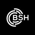 BSH letter logo design on black background. BSH creative initials letter logo concept. BSH letter design Royalty Free Stock Photo