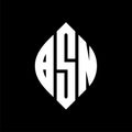 BSN circle letter logo design with circle and ellipse shape. BSN ellipse letters with typographic style. The three initials form a Royalty Free Stock Photo