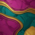 bstract digital artwork featuring undulating layers in deep pink and teal hues, with