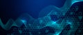 bstract digital network connection structure on blue background