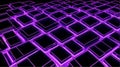 A bstract geometric background of glowing square neon frames