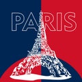 bstract line art of paris effel tower with dark blue and red colors, paris effel tower logo