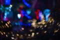 ÃÂbstract sweet colorful heart shaped bokeh. Street light blurred background. Valentine`s day and love concept