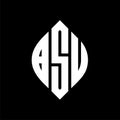 BSU circle letter logo design with circle and ellipse shape. BSU ellipse letters with typographic style. The three initials form a Royalty Free Stock Photo