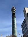 BT Tower Fitzrovia London landmark closeup view Royalty Free Stock Photo