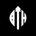BTH circle letter logo design with circle and ellipse shape. BTH ellipse letters with typographic style. The three initials form a Royalty Free Stock Photo