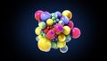 Btight colorful abstract minimal 3D abstract illustration with sticky magnetic spheres or balls.