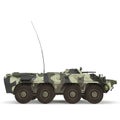 BTR-80 amphibious armoured personnel carrier on white. Side view. 3D illustration