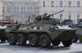 The BTR-82A before the rehearsal of parade in honor of Victory Day closeup. Saint Petersburg