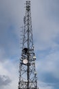 BTS Base transceiver station with antenna isolated on blue sky background. Royalty Free Stock Photo