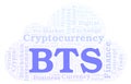 BTS or BitShares cryptocurrency coin word cloud.