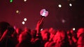 K pop fan raise bomb light stick lamp. Korean kpop music concert. Asian bts band