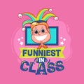 Funniest in Class Phrase with Colorful Illustration. Back to School Quote Royalty Free Stock Photo