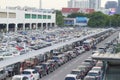 BTS's passenger park their cars at parking lot before get on the BTS to working in the city Royalty Free Stock Photo