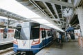 BTS Skytrain station in Bangkok metro mass transit transport rail network for people and tourist. 6 October 2018.Bangkok,THAILAND Royalty Free Stock Photo