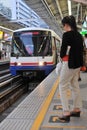 BTS Skytrain at a Station in Central Bangkok Royalty Free Stock Photo