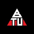 BTU triangle letter logo design with triangle shape. BTU triangle logo design monogram. BTU triangle vector logo template with red Royalty Free Stock Photo