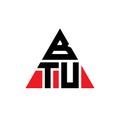 BTU triangle letter logo design with triangle shape. BTU triangle logo design monogram. BTU triangle vector logo template with red Royalty Free Stock Photo