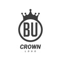 BU B U Letter Logo Design with Circular Crown