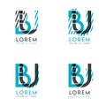 The BU Logo Set of abstract modern graphic design.Blue and gray with slashes and dots.This logo is perfect for companies, business Royalty Free Stock Photo