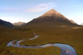 Buachaille Etive Mor during autumn with River Etive in foreground Royalty Free Stock Photo