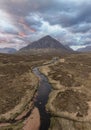 Buachaille Etive Mor and River Etive simulated sunset