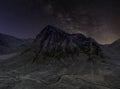 Buachallie etive mor mountain with milkyway, glencoe, highlands, scotland. Royalty Free Stock Photo
