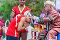 Buakaw Banchamek Famouse Muay Thai Fighter during Wai Kru Ceremony at Tree Kings Monument in Chiang Mai, Thailand on 17 March 2023 Royalty Free Stock Photo