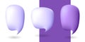 Realistic 3D speech purple bubble set isolated on white background. Royalty Free Stock Photo