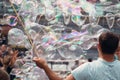 Bubble Blowing Street Entertainer Royalty Free Stock Photo