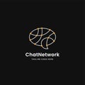 Bubble chat logo template with connecting line and dots to symbolize networking and relationship. Premium logo