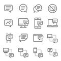 Bubble Chat Message Vector Line Icon Set. Contains such Icons as Conversation, SMS, Notification, Communication and more. Expanded Royalty Free Stock Photo