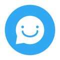 Bubble chat with smily sign in Blue Circle on white background - vector iconic design