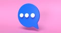 Bubble chat social media 3d icon. Speak and communication message concept. 3D illustration.