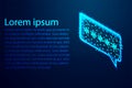 Bubble chat, Speech. Abstract low poly, Triangle, dot, line, polygon. Shine blue background, Vector illustration. Royalty Free Stock Photo