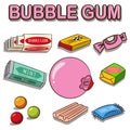 Bubble or chewing gum vector icon set