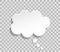 Bubble cloud for think and speech. Paper cloud for talk. Balloon for message, dialog and text. White box isolated on transparent