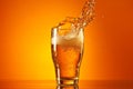 bubble cold brewery glass foam alcohol beer drink gradient background splash. Generative AI. Royalty Free Stock Photo